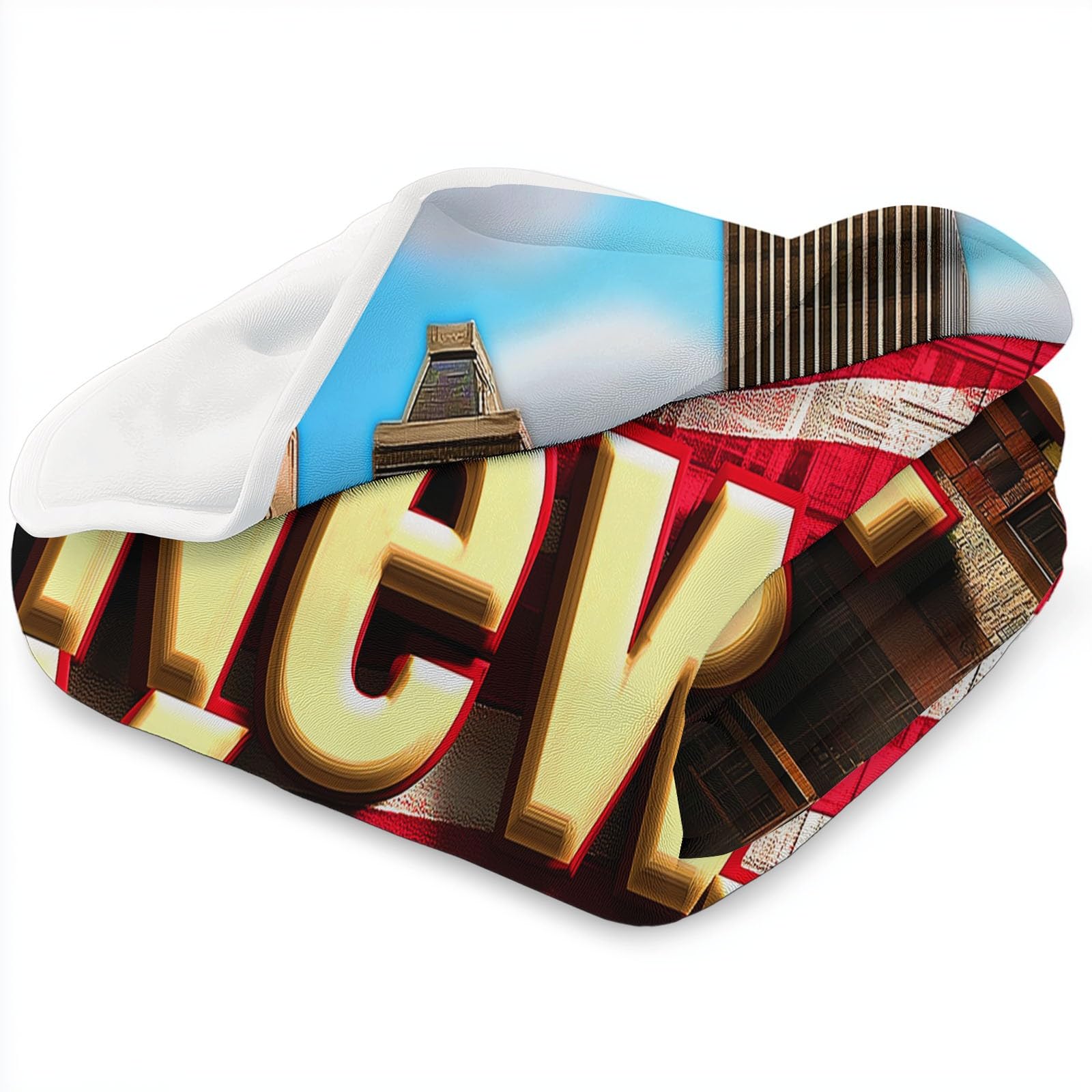 Koc w kratę 3D, tekst New York, duży rozmiar, miękki i ciepły flanelowy koc, wygodny dla dzieci i dorosłych, 220 x 240 cm