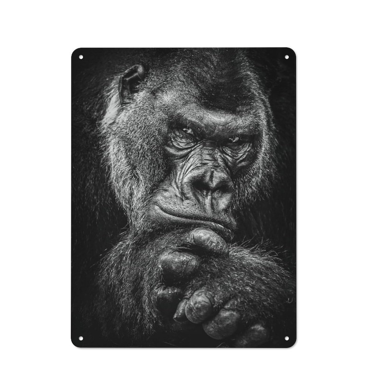 Junmoney Style-6 Wild Gorilla Face Poster Rustic Tin Sign 40X30cm For Café Or Restaurant, For Café Owners And Decorators, For Retro Home Interiors