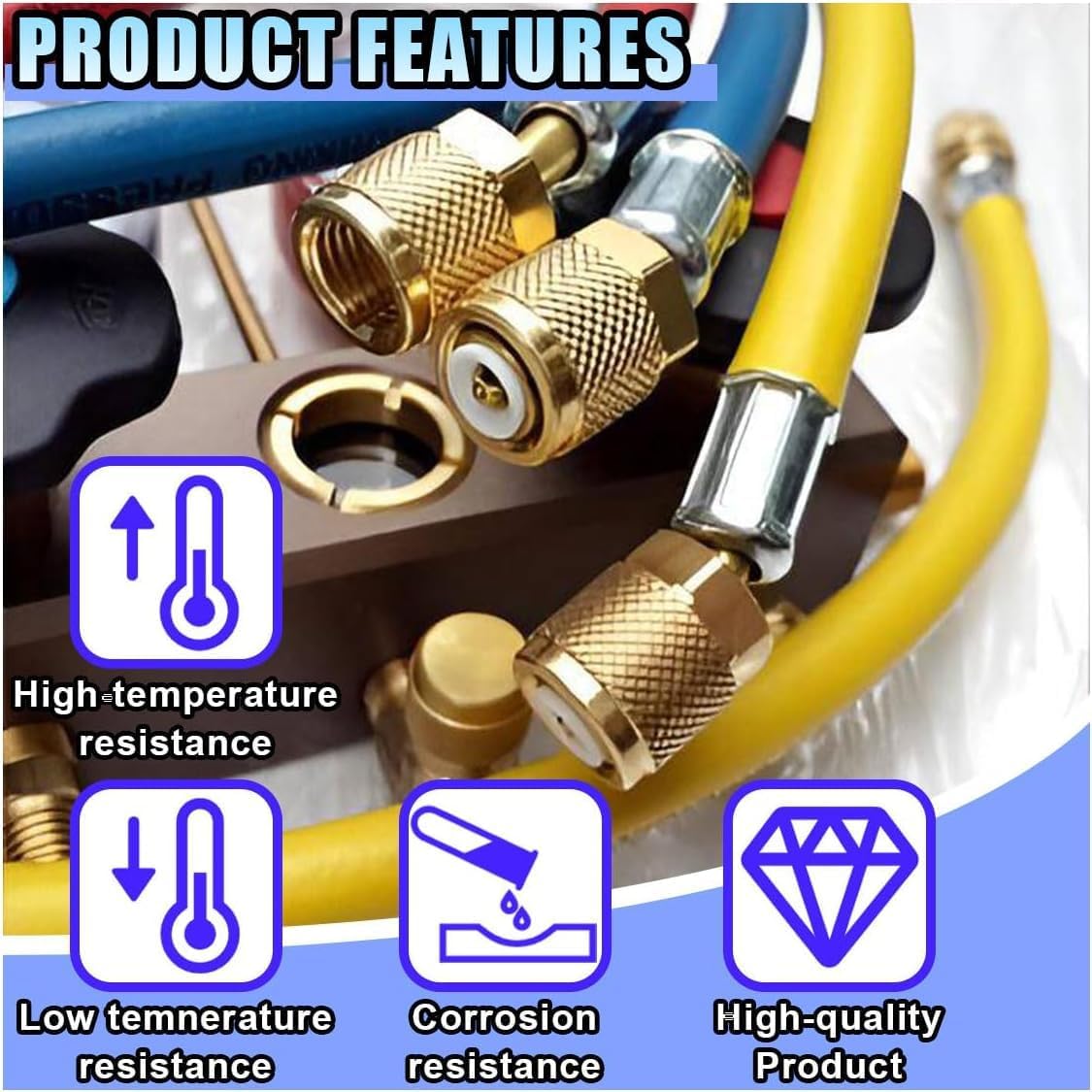 R410A Straight Swivel Adapter, R410A Mini Split Adapter with 5/16’’ SAE Female x 1/4’’ SAE Male Quick Couplers Thread, Fits for HVAC Air Conditioner Mini Split System, 2 Pack
