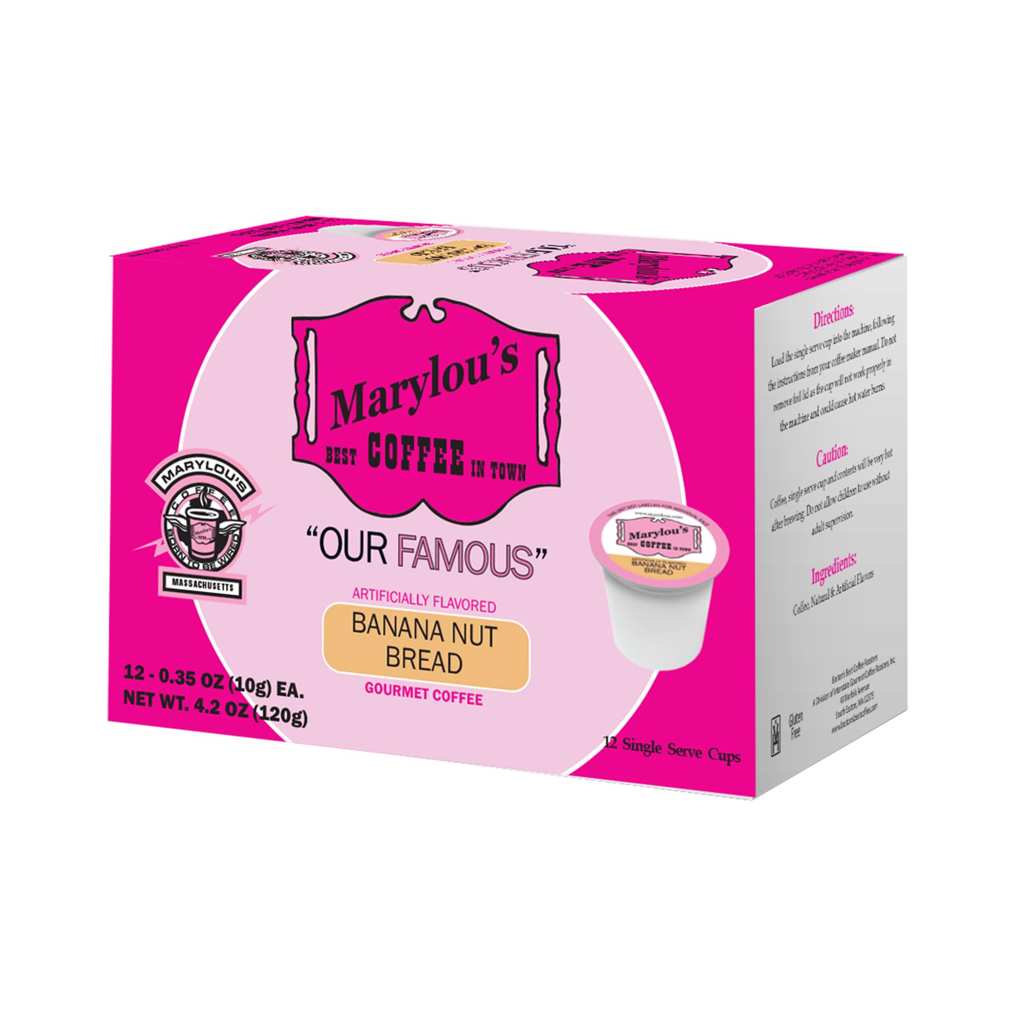 Marylou’s Coffee – Banana Nut Bread Flavored Gourmet Coffee – Single Serve Coffee Pods, Compatible with Keurig Brewers – 12 Pods