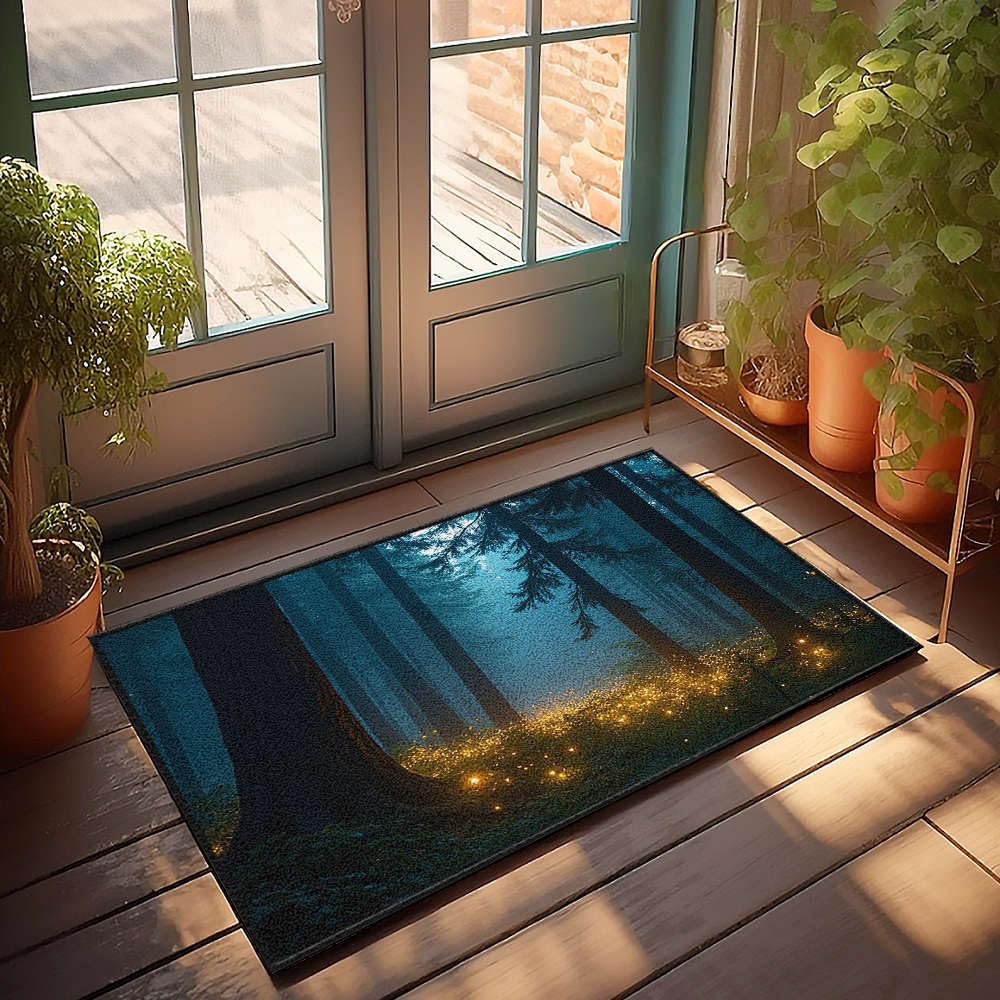 Tapis de bienvenue forêt enchantée lumineux aux finitions soignées