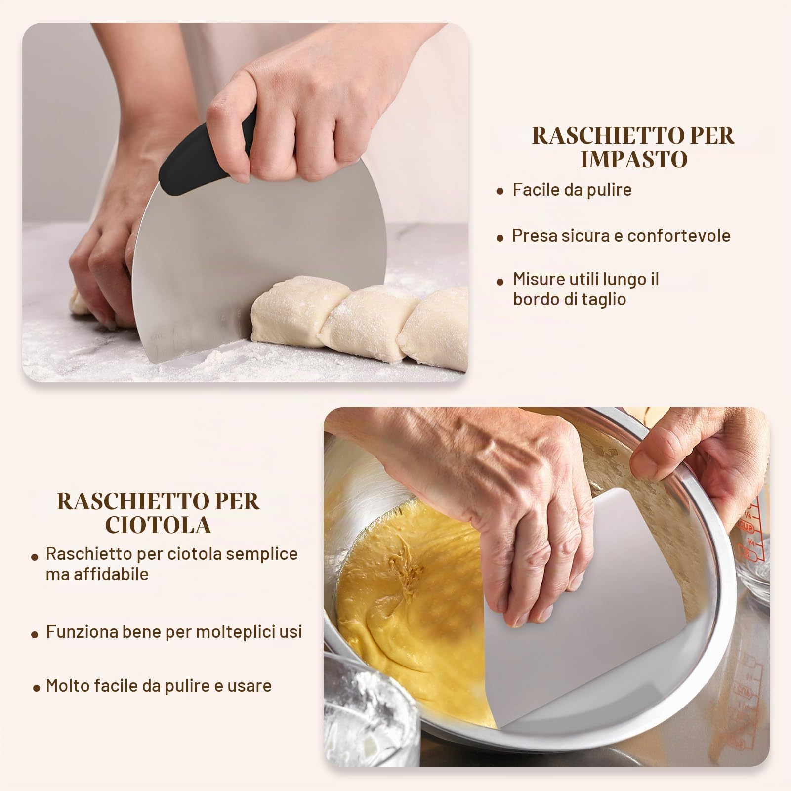 Cestino Lievitazione Pane Set Da 2, Rotondo e Ovale Cesto Lievitazione Pan in Rattan Naturale, Utensili Completi per la Preparazione del Pane per Panettieri Professionisti e Casalingh