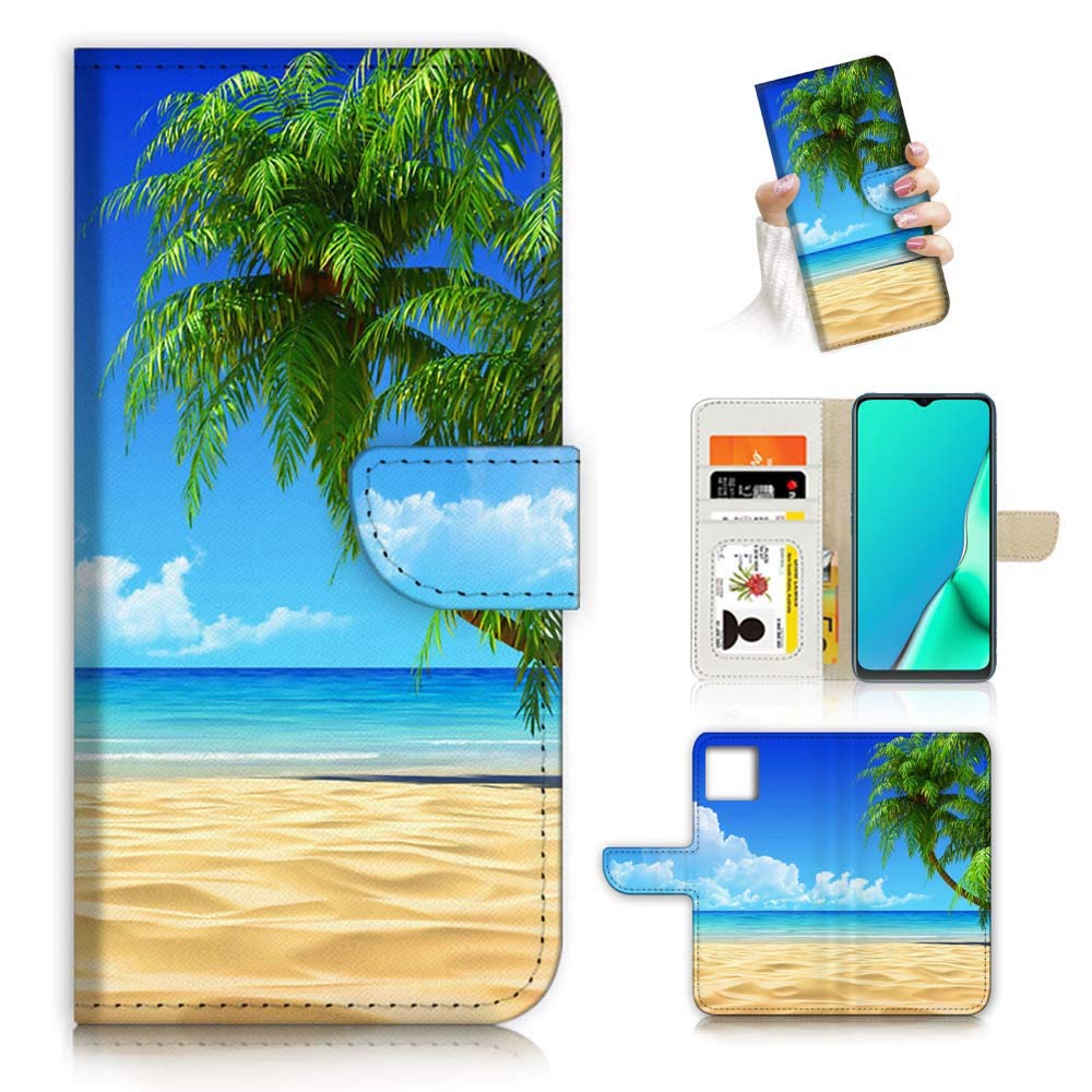 for iPhone 14, Designed Flip Wallet Phone Case Cover, A20101 Beach Sea Sky 20101