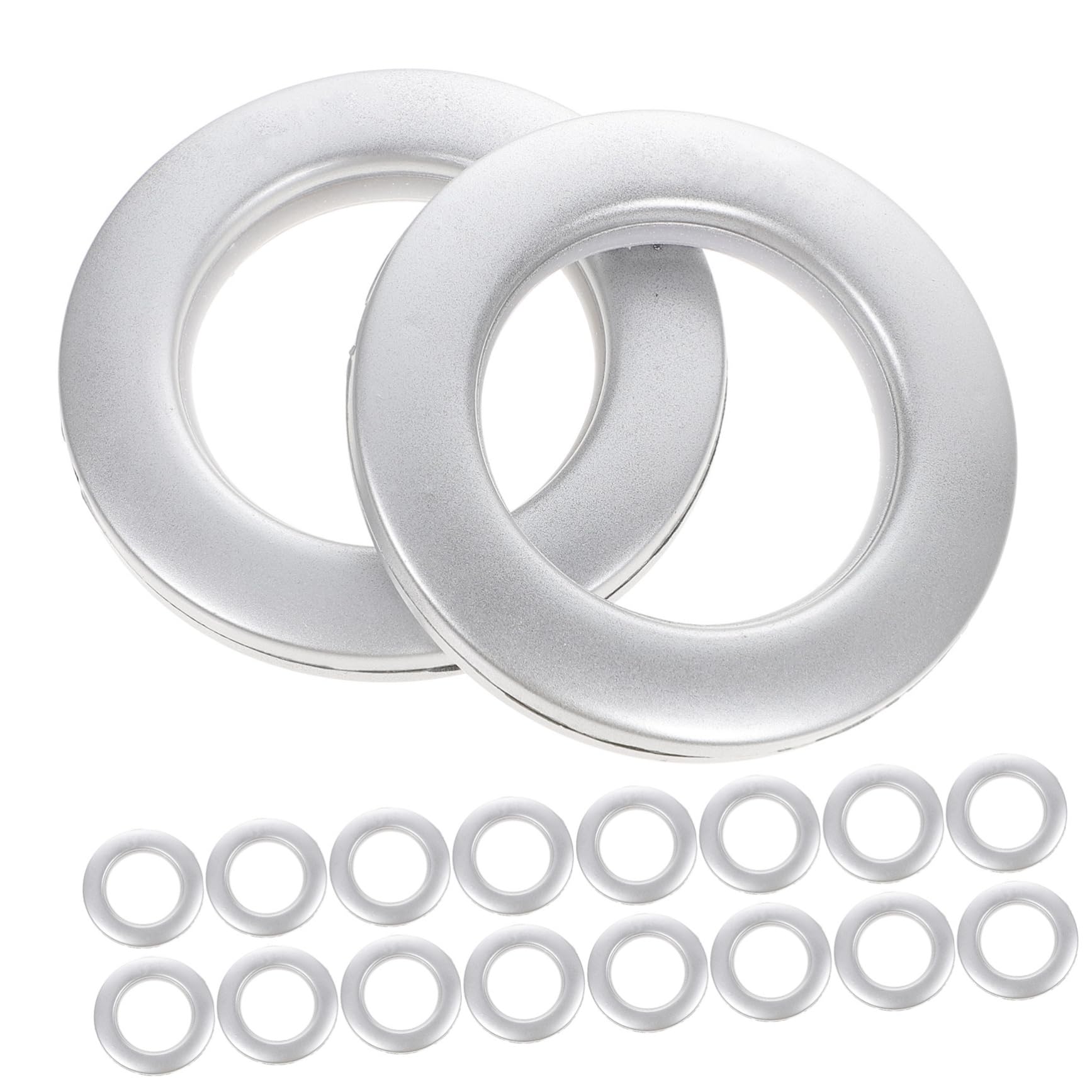 Cabilock Curtain Grommet Hooks 75 Pcs Roman Style Silver Curtain Rings Plastic Inner Diameter Ring for Drapery