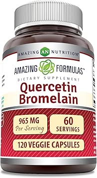 Amazing Formulas Quercetin 800mg with Bromelain 165mg, 120 Veggie Capsules Supplement | Non-GMO | Gluten Free | Made in USA