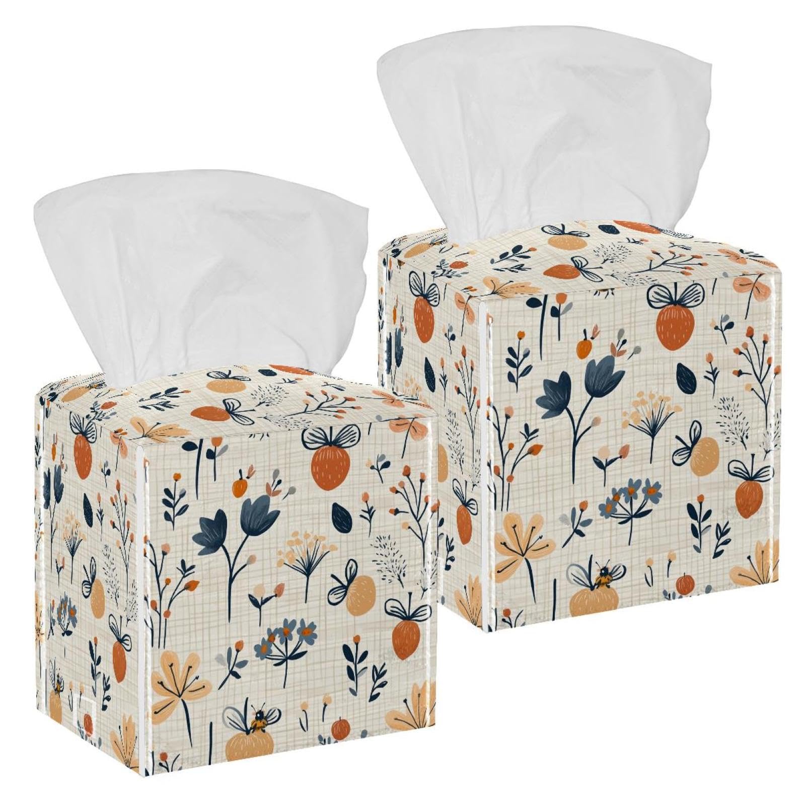 Boîte à mouchoirs en cuir floral distributeur élégant pour salle de bain et table