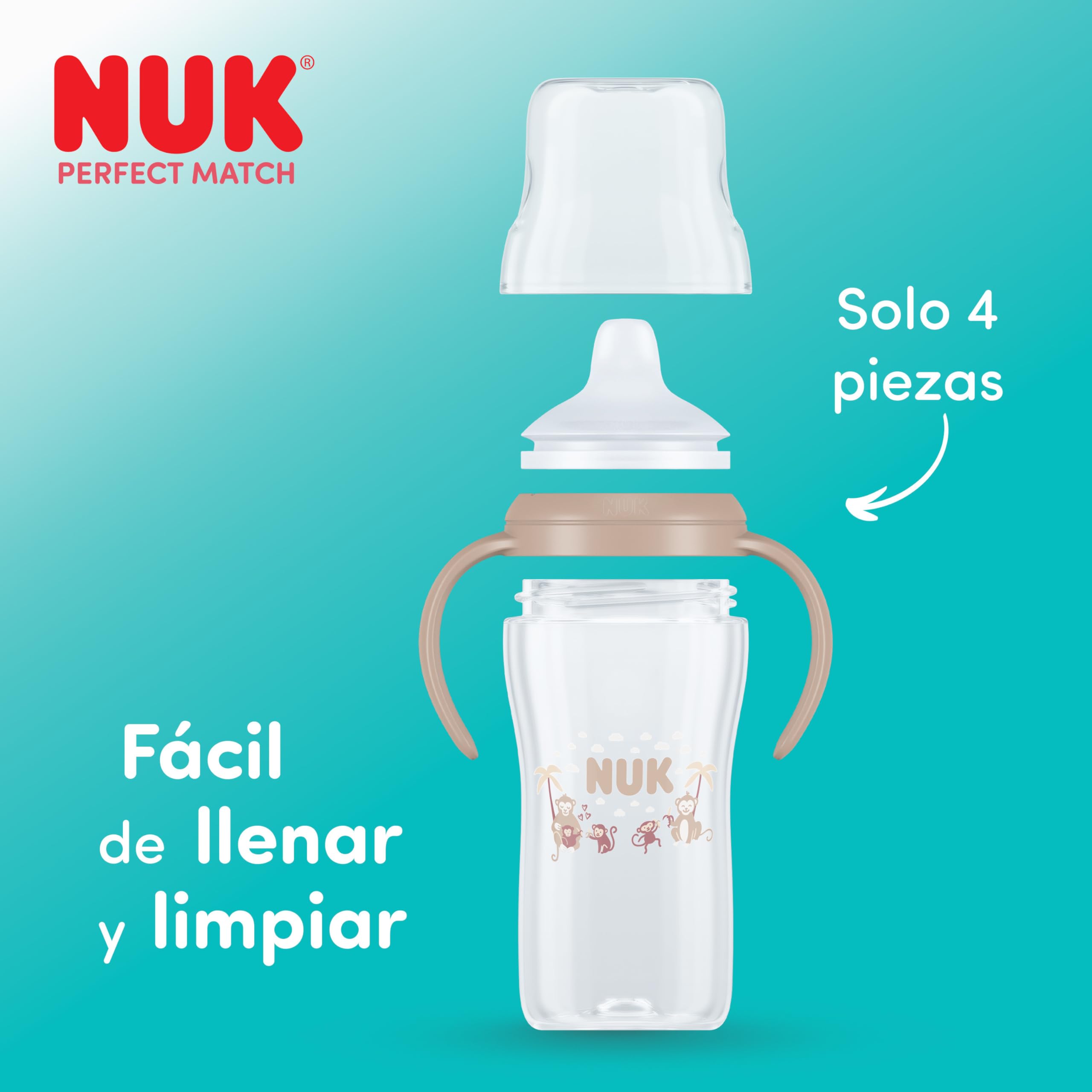 NUK Perfect Match Vaso de Aprendizaje Bebe | 6+ meses | 150 ml | Vaso antiderrames para niños pequeños | Asas antideslizantes | Disney Ígor | 1 unidad