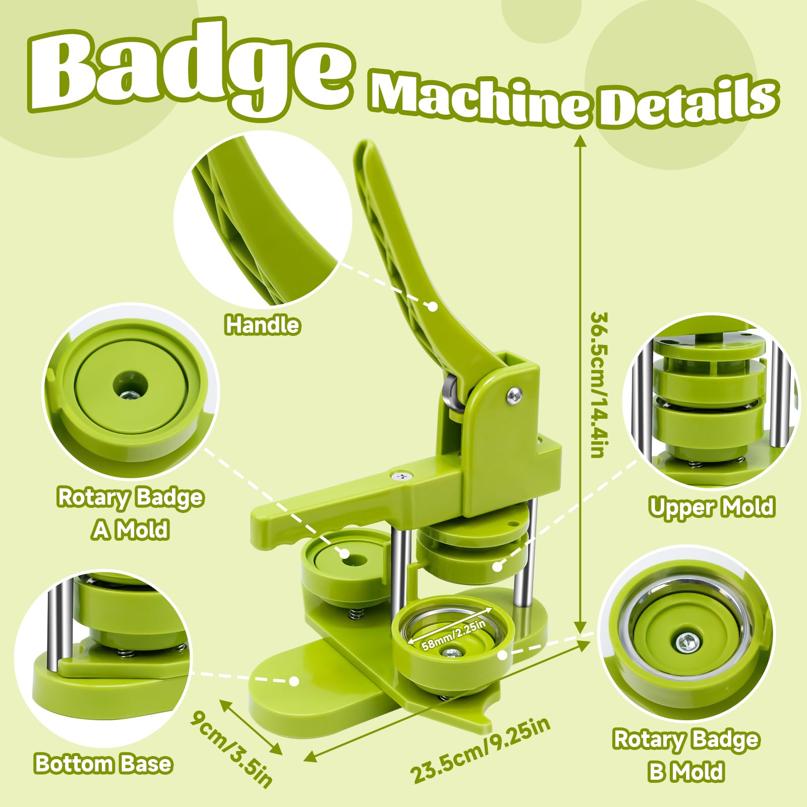 Maquina para Hacer Chapas 58mm, Maquina de Chapas con 100 Accesorios & Cortador Circular, Máquina para Hacer Insignia para Hacer Botones, Maquina de Hacer Chapas, Maquina Hacer Chapas