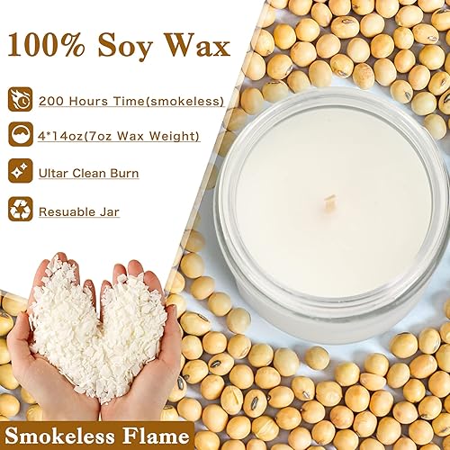 Miniatura 4 de Paquete de 4 velas perfumadas para el hogar, velas de lavanda, velas en tarro de aromaterapia, velas de larga duración de 28 onzas, juego de velas