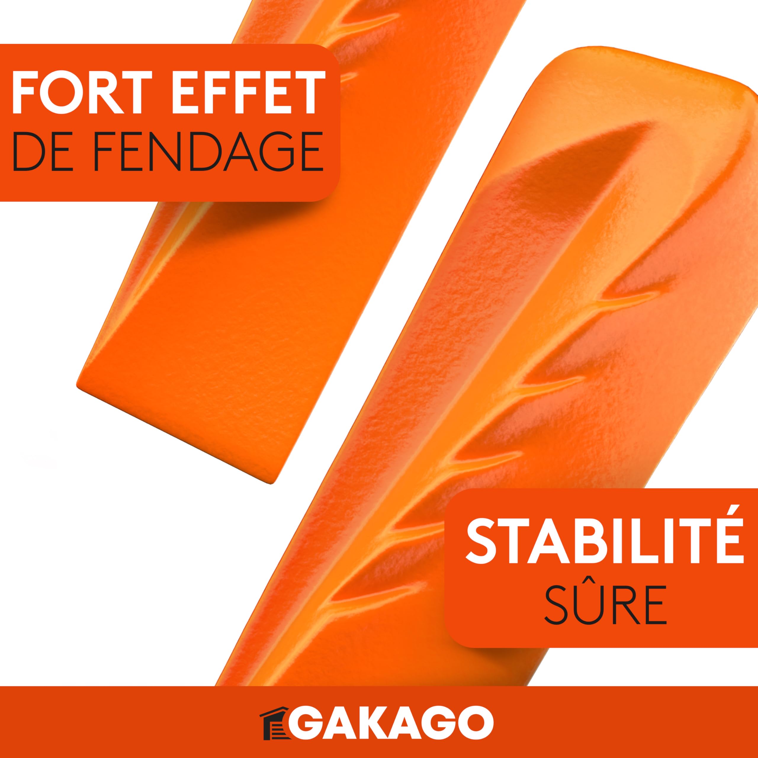 Gakago Coin à fendre pour Le Bois - Coin à fendre Rotatif Puissant avec Un Fort Effet de fendage - Coin à fendre forgé en Acier Massif de Couleur de signalisation et Surface de Frappe Large