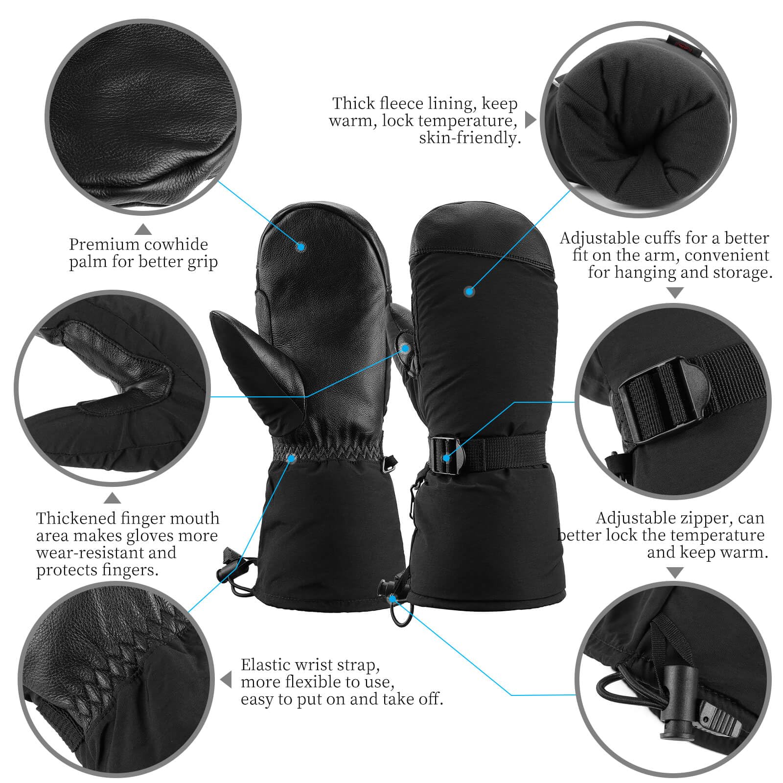OZERO Guanti Termici Uomo Invernali Impermeabili Touch Screen - Anti Scivolo Per Guida E Ciclismo - XXL - 2