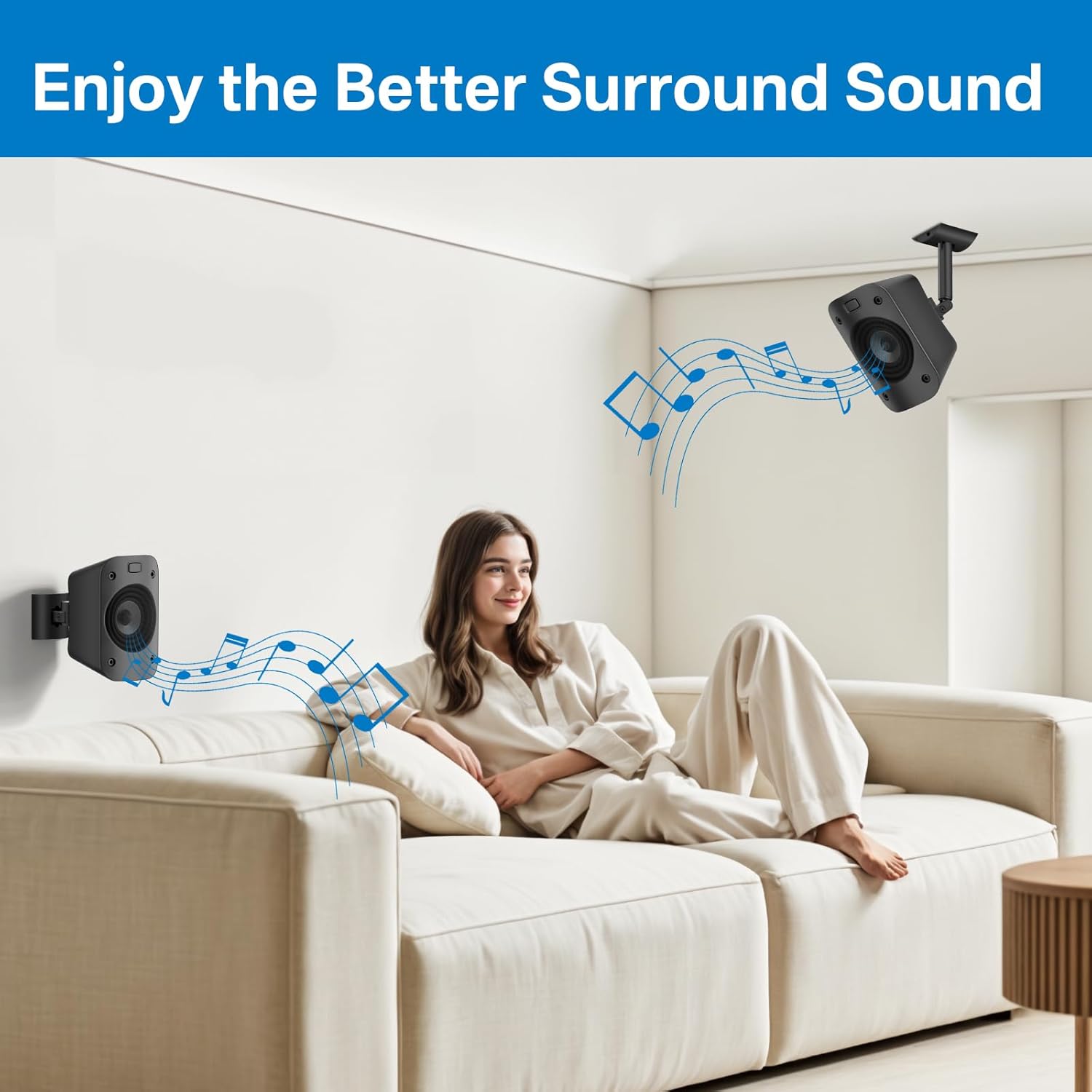 notiela Wall Braket for Logitech Z906 Speaker Wall Mount with Tilt and Swivel Adjustable Ceiling Mount for Logetich Z906 Speaker Mounts, Pair