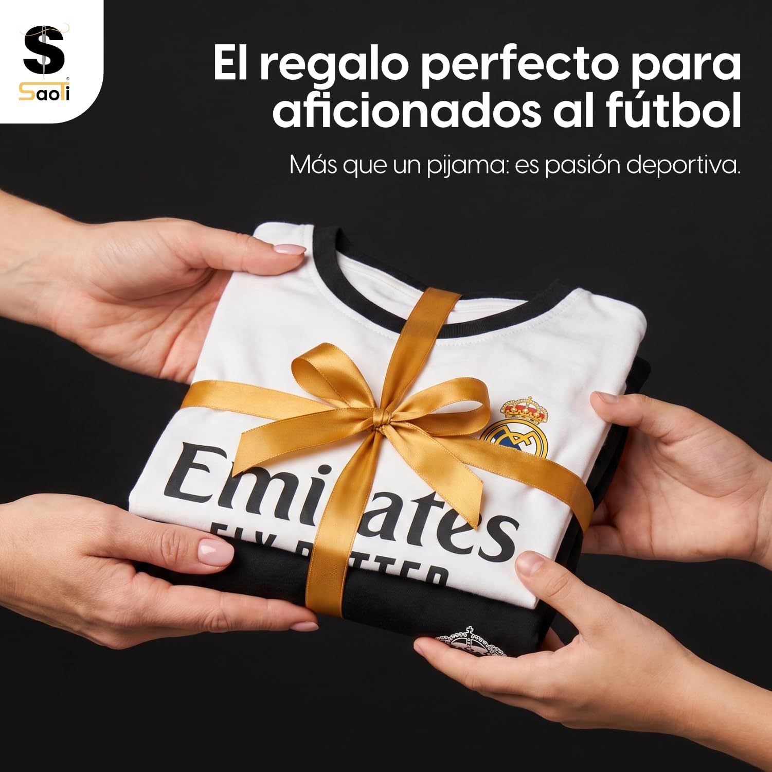 SaoTi Pijama Algodón Niño Madrid Fútbol Camiseta y Pantalón Corto Verano – Pijama Corto Cómodo y Fresco Adulto y Niño – Pijamas Verano Algodón Suave