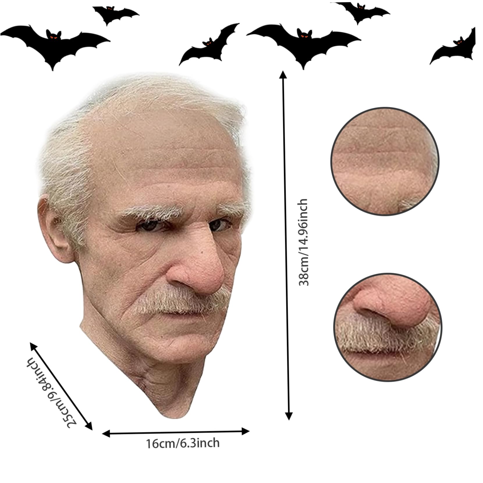 Old Man Mask Realistic Halloween Wrinkled White Hair Big Nose DIY Latex Mask Free Size Halloween Mask for Cosplay Costume Film Party Realistic Old Man Mask Realistic Mask Halloween Mask Latex Mask