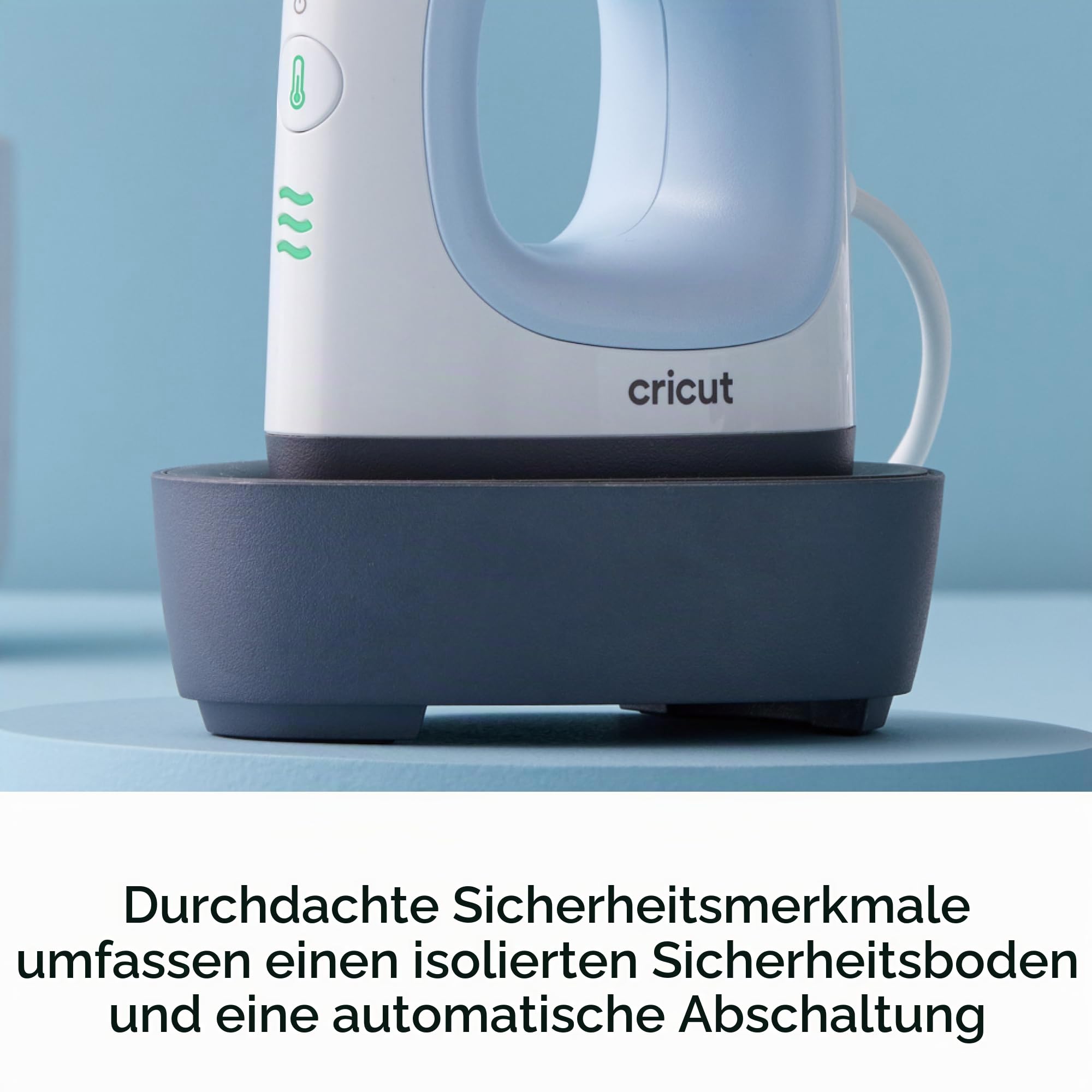 Cricut EasyPress Mini-Wärmepresse – zum Pressen kleiner Gegenstände wie Schuhe, Stofftiere, Hüte & mehr – 3 Heizstufen & Präzisionsspitze – Keramikbeschichtete Heizplatte – kompakt & leicht – Zen Blau