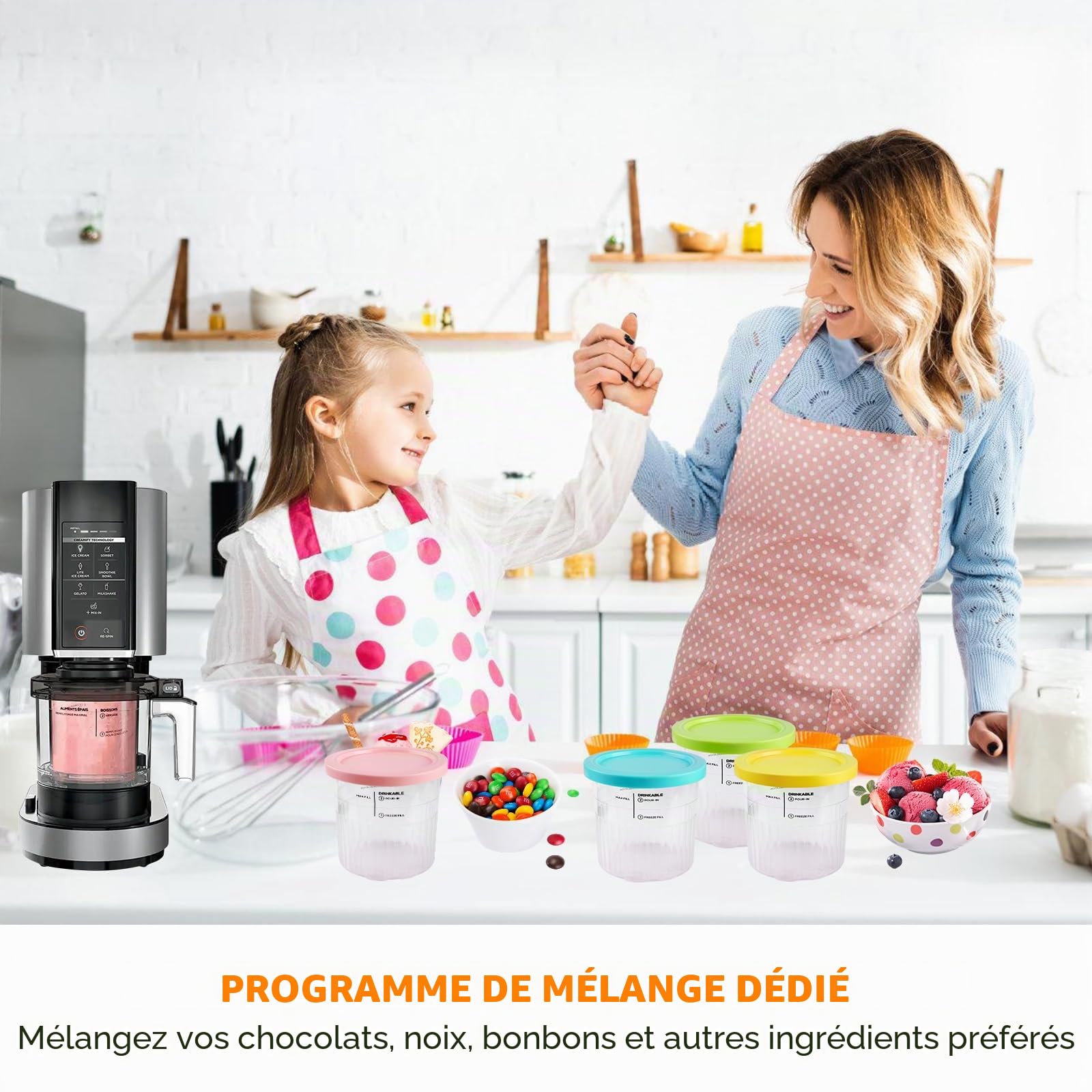 BORDEAG Lot de 4 récipients pour crème glacée Ninja Creami Deluxe, pour crème glacée, remplacement pour Ninja Creami Deluxe NC501EU NC500EU, accessoires Creami Deluxe