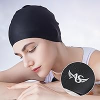 Vista 2 de Angel season Gorros de natación para mujer, de silicona, rizado, mediano y largo, diseño ergonómico para adultos, mantiene el cabello seco