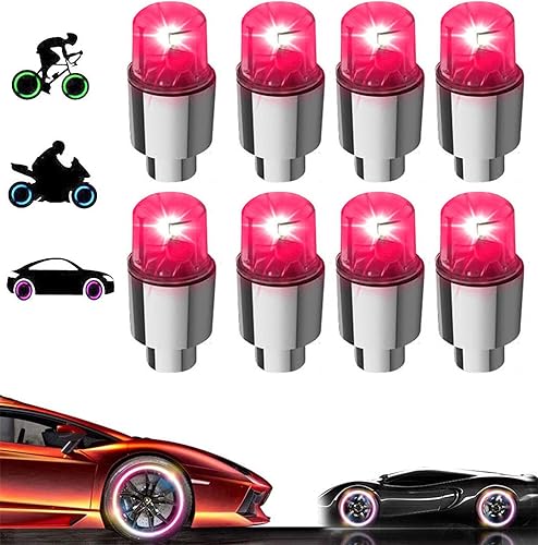 Miniatura 10 de Paquete de 4 tapas LED de vástago de válvula, luces para neumáticos de automóvil, ensamblajes de ruedas, iluminan aire neón, bicicleta, motocicleta,