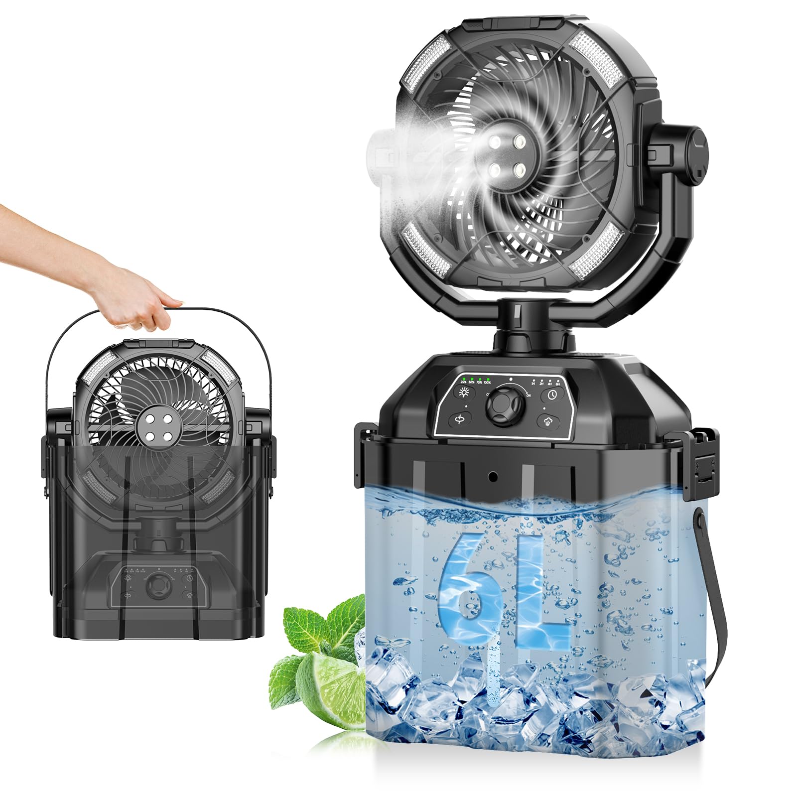 【Amazon.co.jp限定】ミストファン 扇風機 キャンプ 卓上扇風機 アウトドア 風量無段階調節 55時間連続使用 ミストスプレーファン Sinessy 6L水タンク 角度調整可能 静音 強力 コードレス USB充電式 ポータブル 吊り下げ扇風機 コンパクト サーキュレーター 省エネ 車中泊 防災 キャンプ用品 持ち運び便利 熱中症対策