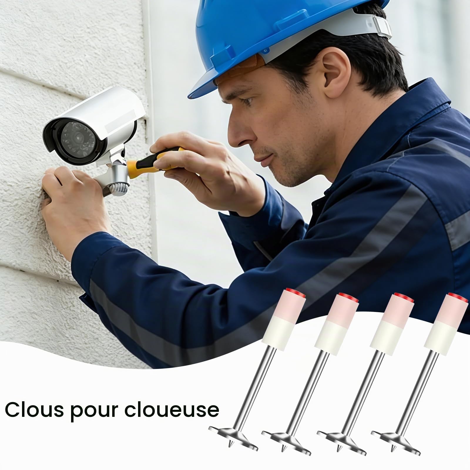 Clou Beton, 200 Pièces Piquets Ronds de 7,3 mm de Diamètre, Clou de Plafond, Clous pour Toiture, Clous pour Murs en Béton, pour Conduit de Câble de Fixation et Réparation