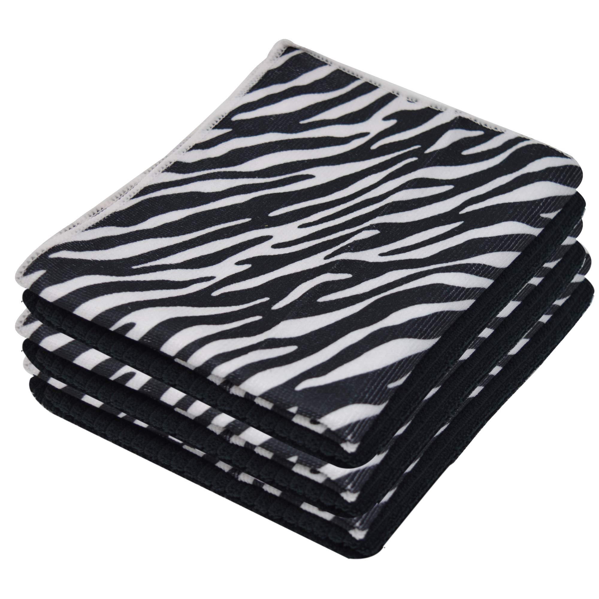 Xelay Microfibre Kitchen Tea Towels Super Absorbent and Thick Dish Towels Multipurpose Drying, Cleaning Cloth 40x47cm (Black White Cheetah Print, Pack of 2)