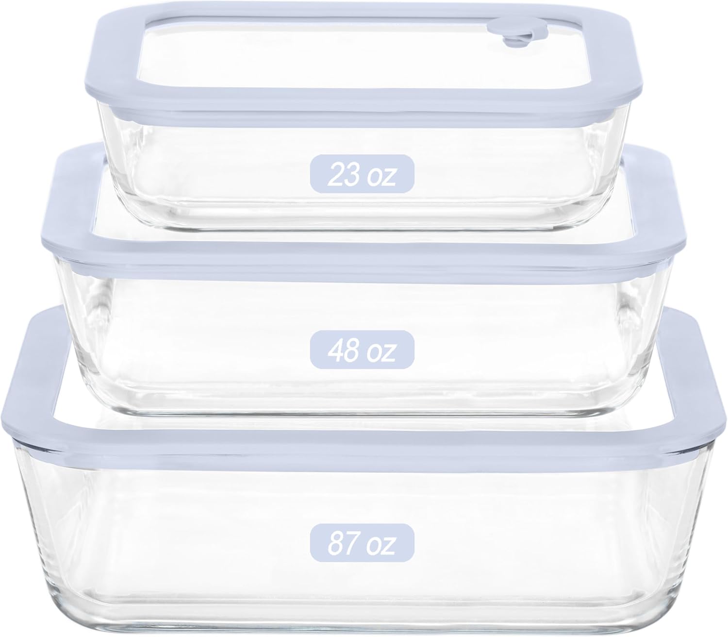 Urban Green Glass Food Container Set with Silicone Glass Lid, 3 Pack, Airtight, LeakProof, 100% Plastic Free, Meal Prep Food Storage Containers