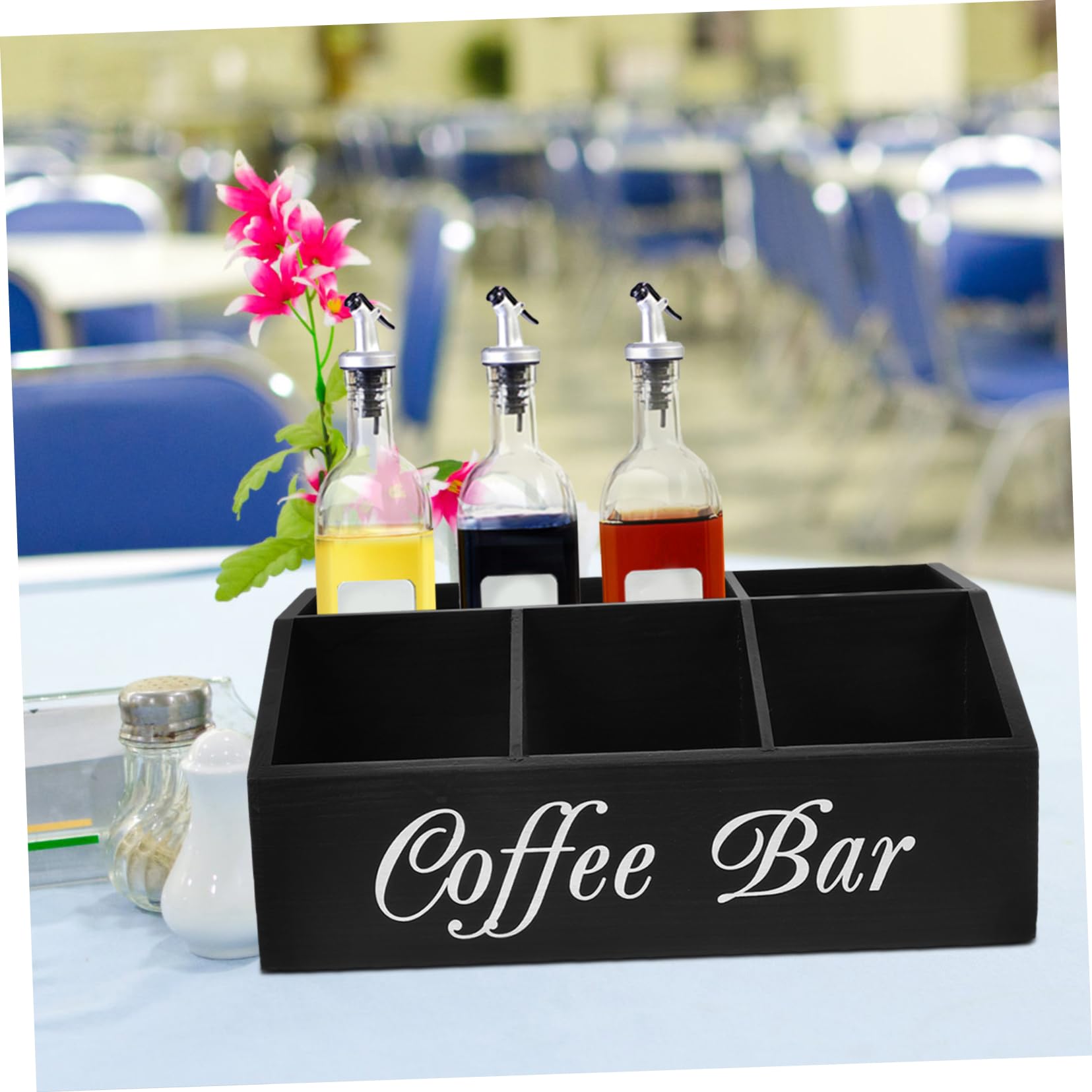 Kaffeebehälter Aus Holz Kaffee Organizer Mit Fachdesign Für Arbeitsplatte Aufbewahrungsbox Für Kaffeezubehör Zuckerpäckchen Papiertüchern Strohhalmen