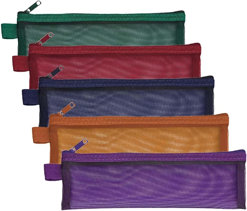 ZSlactp Necessaires de Maquiagem em Tela com Zíper, Pacote com 5