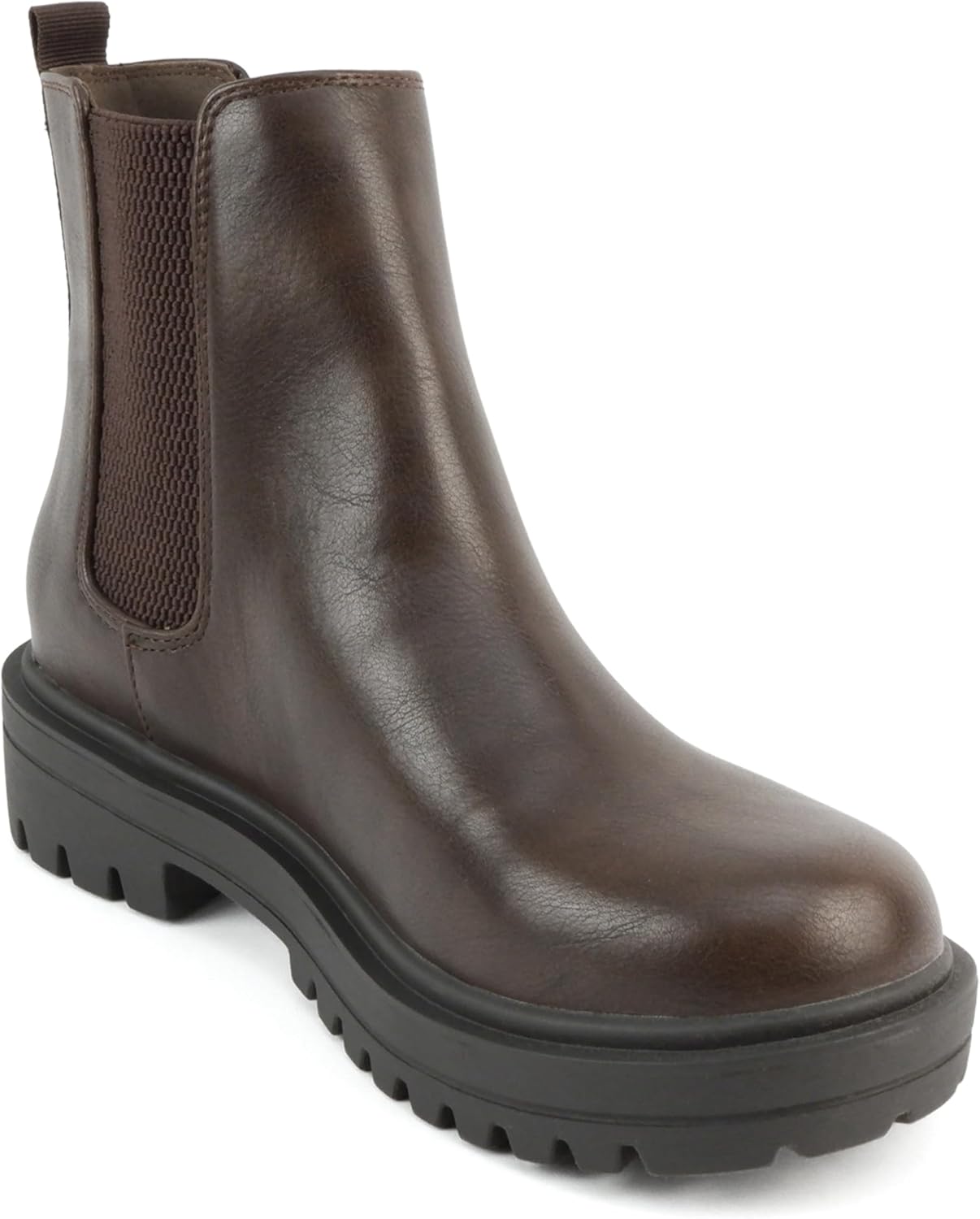 Soda Pilot ~ Women Lug Sole Low Heel Chelsea Fashion Ankle Bootie w/Double Elastic Gore