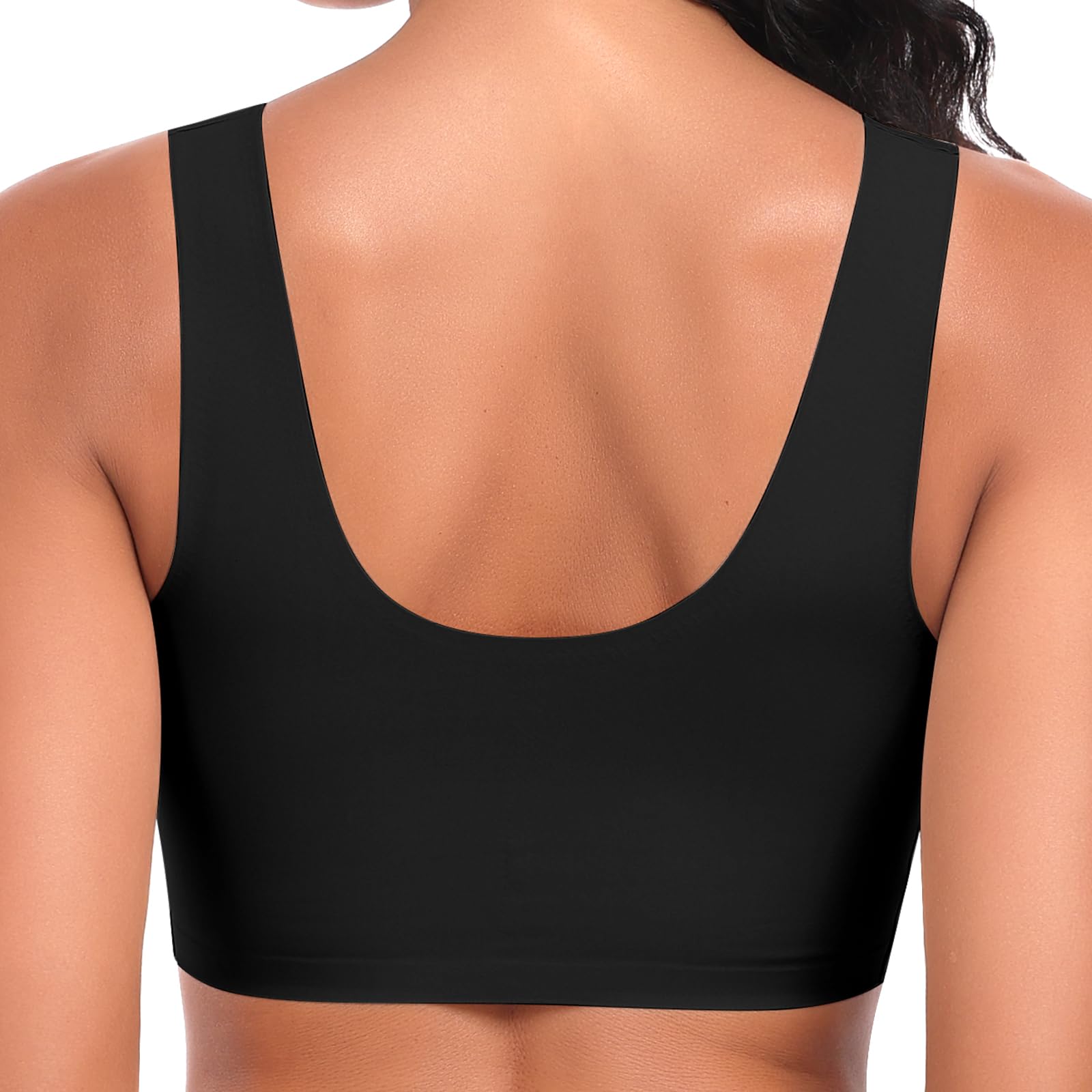 Ganado Soutien Gorge sans Armature Dentelle Push up Sport Bralette Femme Col en V Brassière sans Coutures Brassiere Comfit