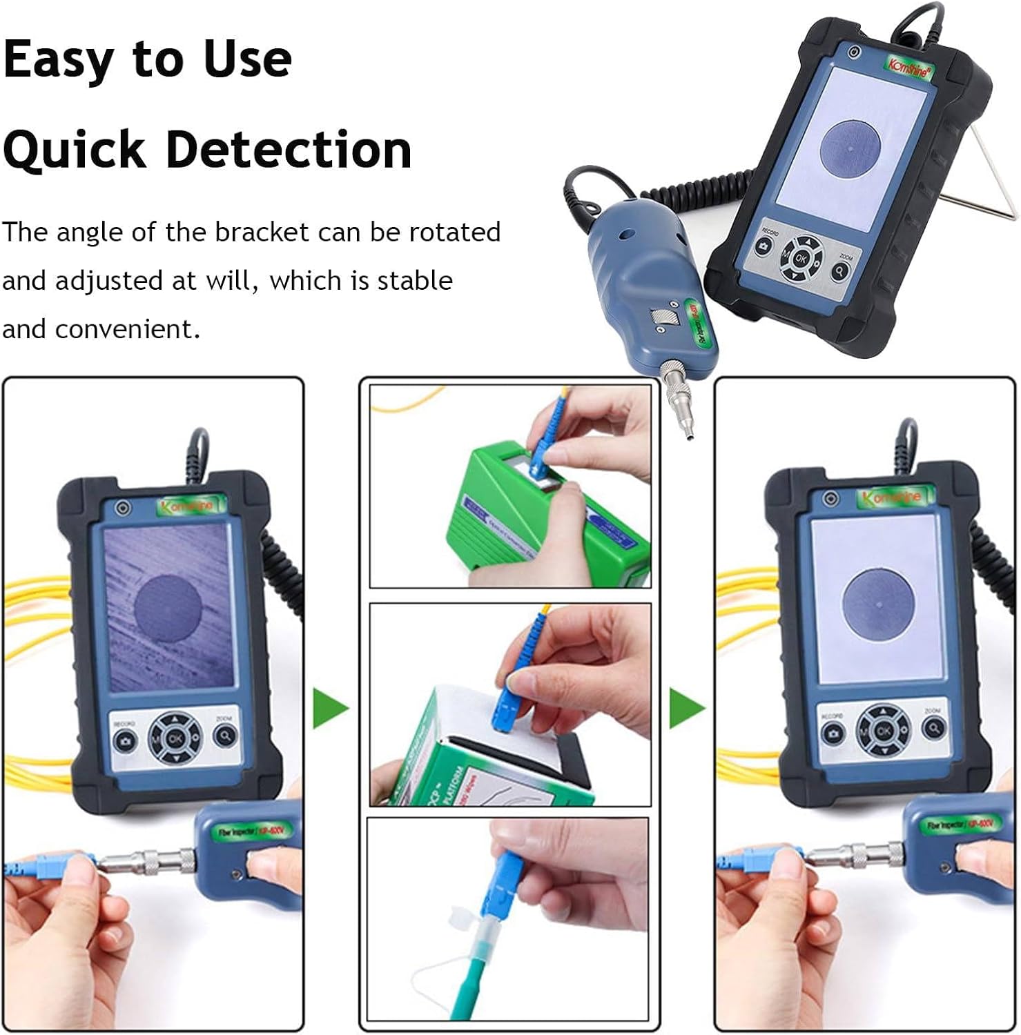 Portable Fiber Inspector with 3.5" LCD, 400X Magnification, Endface Microscope for Fiber Connector Inspection, 4000mAh Battery - Ideal for Technicians and Engineers