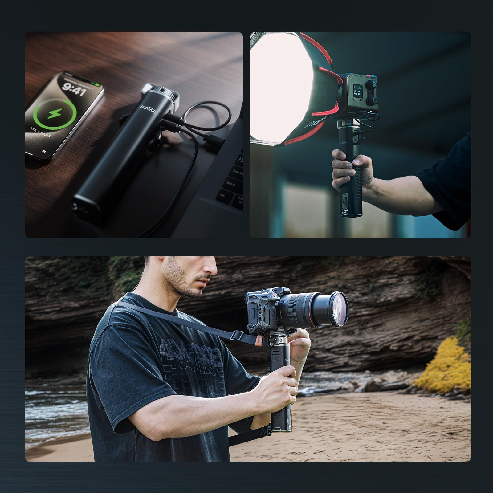 SMALLRIG Impugnatura della batteria da 99 Wh/6800 mAh, ricarica rapida PD100W, D-TAP, 2 porte USB-C, maniglia per RC60/RC100, per fotocamere Sony FX3/FX30/ZV-E10