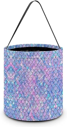 Miniatura 1 de Cubo de cubo de Halloween con diseño de sirena arcoíris, bolsa de dulces para niños, decoraciones de Halloween