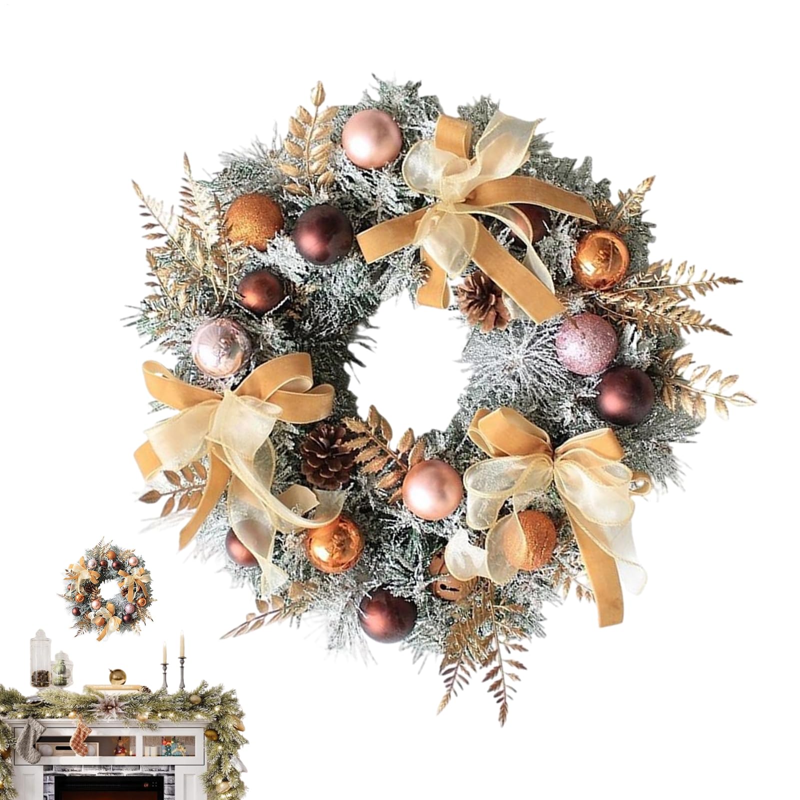 Couronne de Noël pour fenêtre et manteau de cheminée lors des fêtes hivernales
