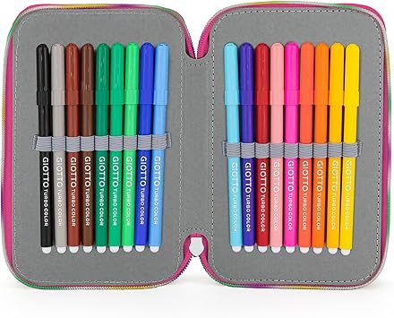 Clondo Pencil Case, Triple Filled, 44 School Accessories, 3 Zips, 20 Cm, Super M 24, Pen Holder
