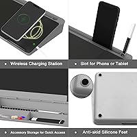 Vista 26 de TOWON Desktop Glass Whiteboard with Basic Calculator, 12 Digit LCD Display, Desk Organizers with Accessories for Office, Home, School Supplies