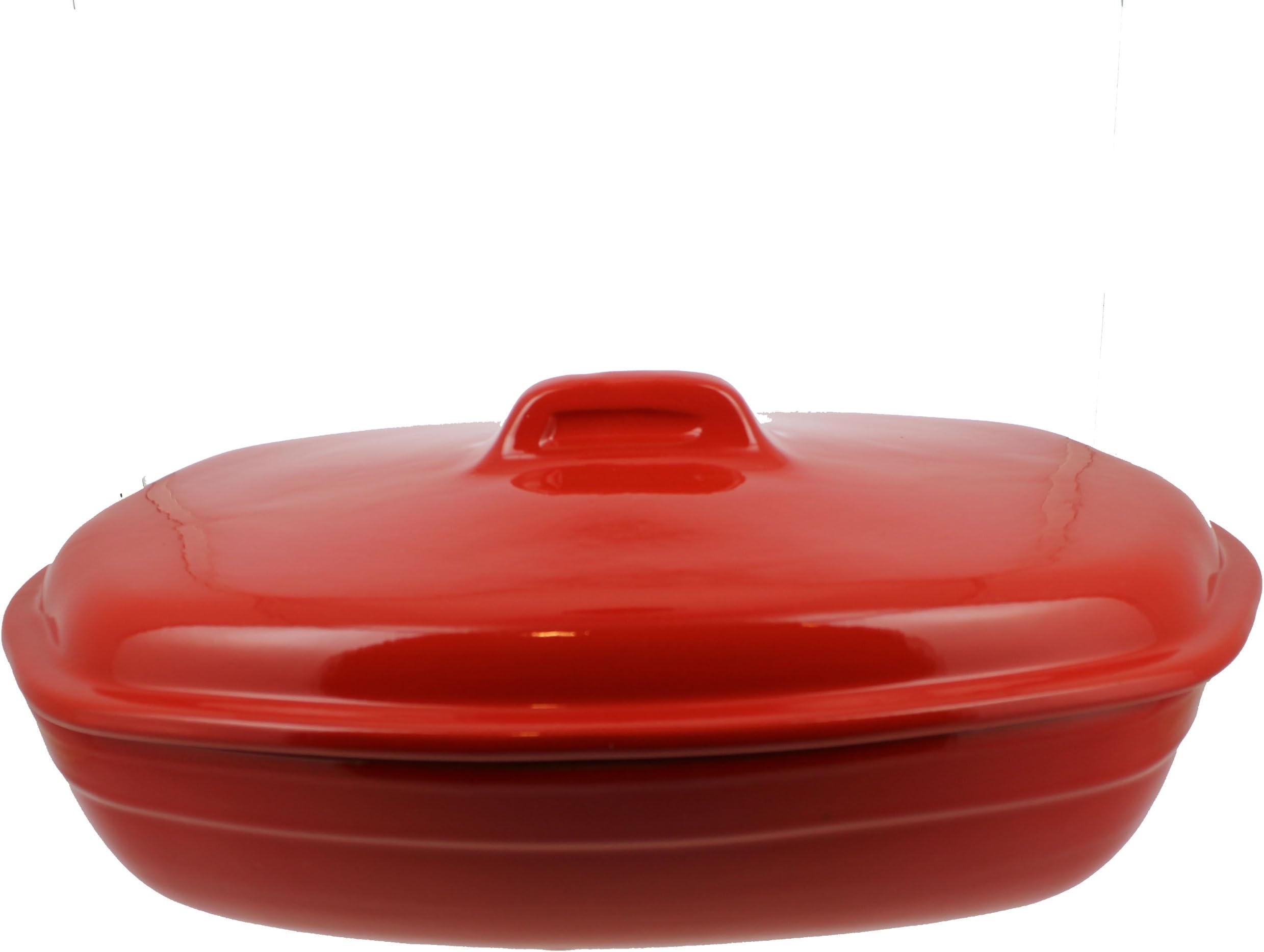 Coli Bakeware CL02-RD-C4 Italian Ceramic Oval Roasting Pot, 3.25-Quart, Red