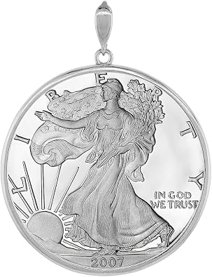 Sterling Silver Silver Eagle Bezel 41 mm Coins Prong Back Round Edge 1 oz Coin NOT Included