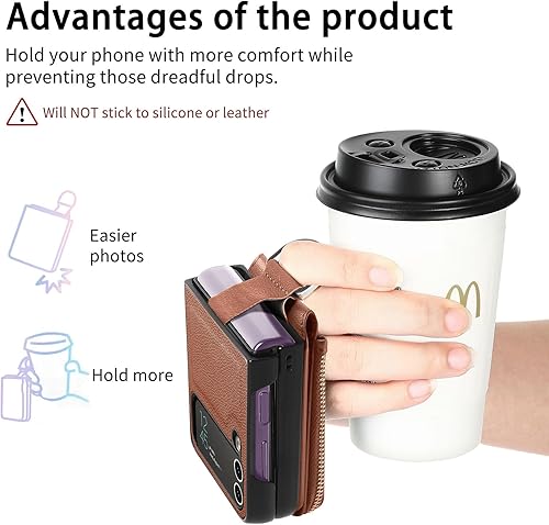 Miniatura 9 de Asuwish Compatible con Samsung Galaxy Z Flip 3 5G 2021 - Funda tipo cartera y ranura para tarjetas, anillo con cierre magnético, a prueba de golpes,