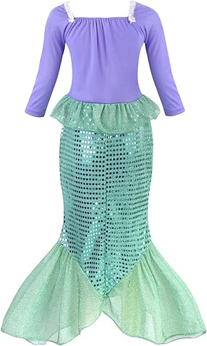Miniatura 3 de Eledobby Little Mermaid Dress for Girls Ariel Costume Halloween Outfits Princess Mermaids Dresses Birthday Party Clothes