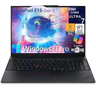 Lenovo ThinkPad E16 Gen 3 Laptop Computer for Business, Lifetime Office 365, Intel Ultra 7 255H, Arc 140T, 16GB DDR5 RAM, 512GB PCIe SSD, WiFi 6E, 16" FHD+, Webcam, Windows 11 Pro, Type C RJ45 Cable - Amazon product rated Grade A