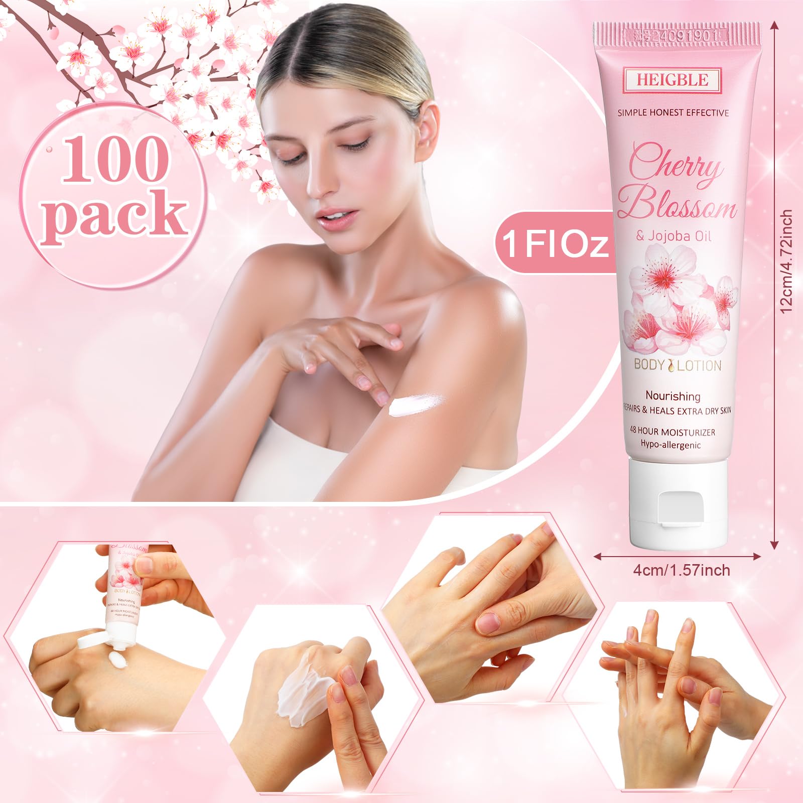 100 Pack Travel Size Body Lotion, 1 oz Dry Skin Moisturizer