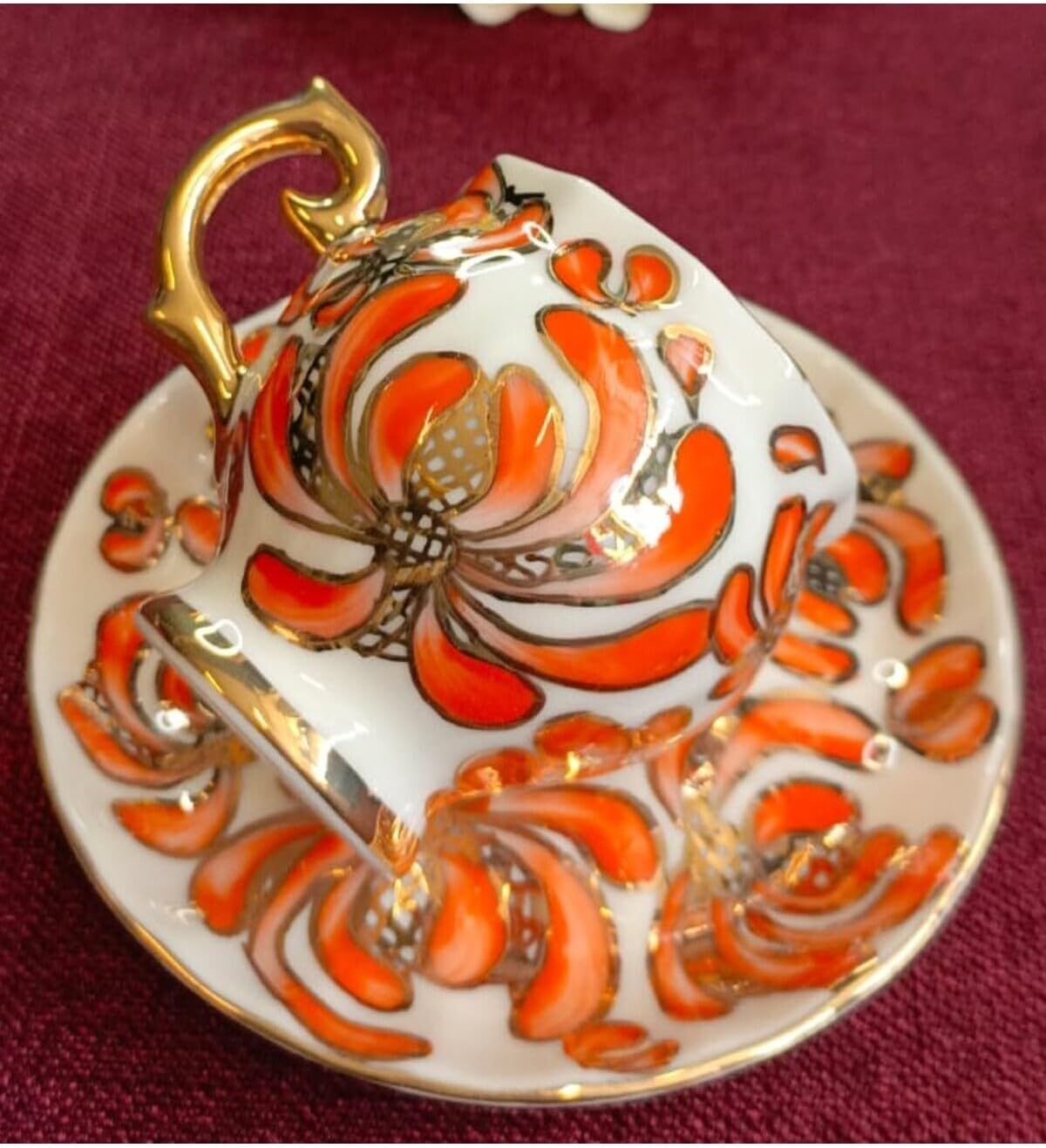 SODEF Anka Porcelain Cup Set Hand Decorated 2-Piece 2.5 fl oz Multicolor Modern Design for Home, Office, Gift - Turkish Coffee Espresso Cups - Multicolor, One Size