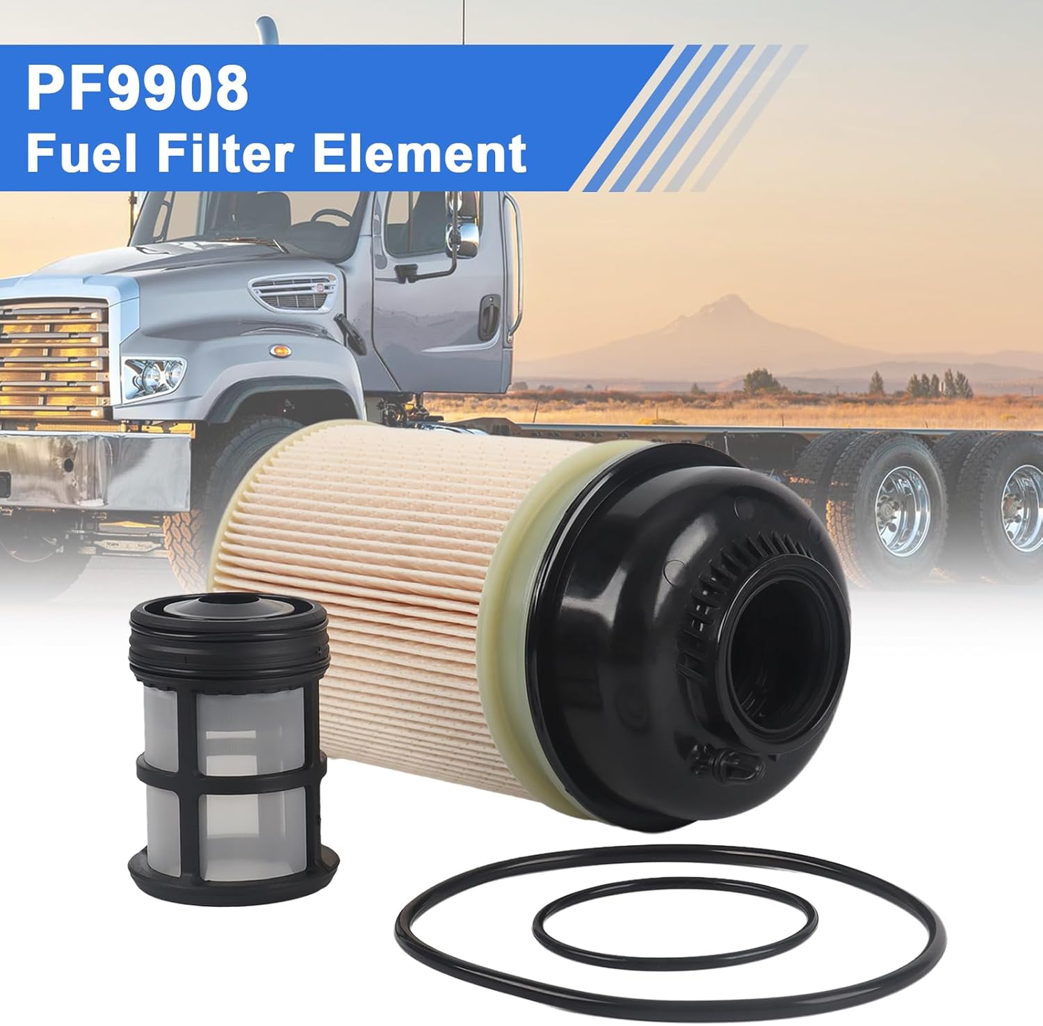PF9908 Fuel Filter Element Replacement for Detroit Diesel Engines DD13 DD15 DD16 Freightliner Western Star 10 Micron Replaces A4720900651 FK13834 WF10103 (set of 3)