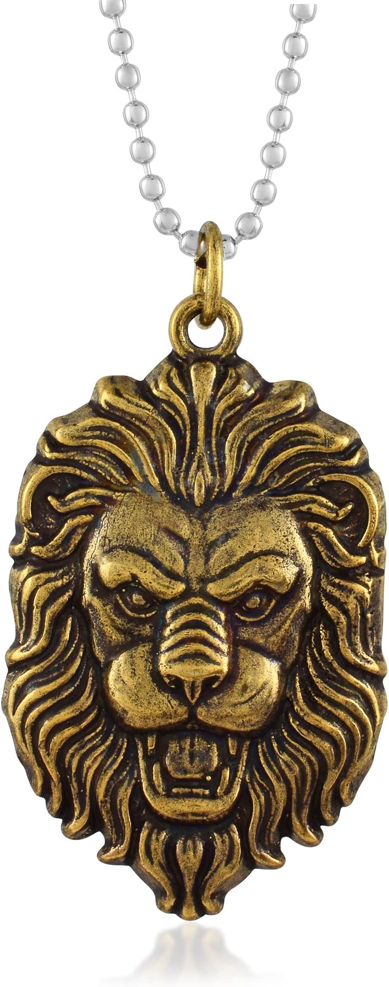 Memoir Brass Antique Finish Gold look Lion Narsimha tiger head Narsingh Hindu Spiritual chain pendant for Men (PCAJ3024-Antq Gold)