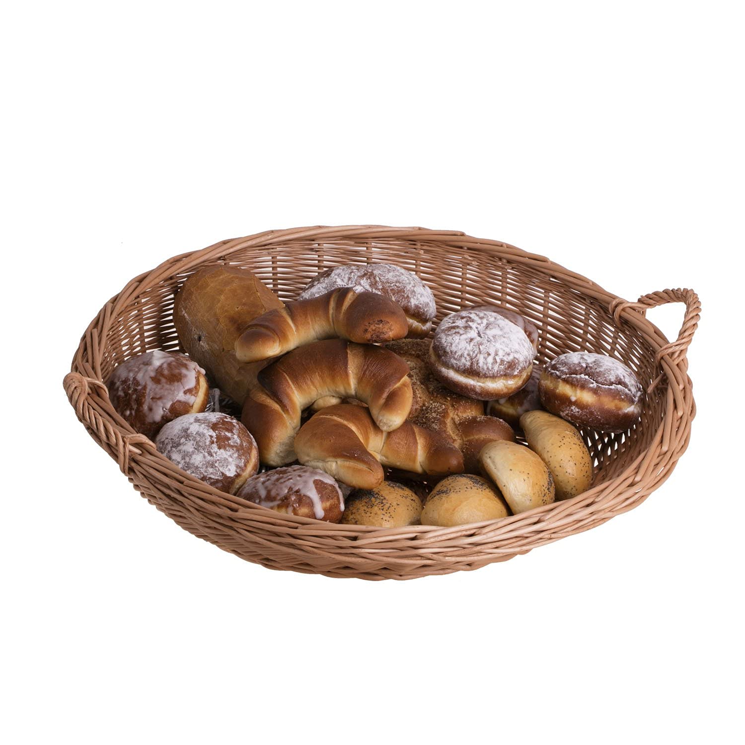Ciotola Vimini Frutta Cesto In Vimini Naturale Ovale - 45x39cm, Fatto A