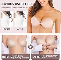 Vista 3 de HARMARK Adhesive Bra Push Up for Women 2 Pair with Nipple Covers, Sticky Invisible Silicone Backless Strapless Bra Reusable