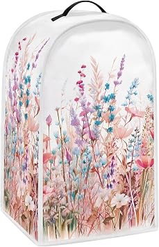 Pink Floral Print Blend Cover for Kitchen Washable Food Processor Dust Cover with Handle Replacement Small Appliance Dust Covers for Stand Mixer Juice Machine Kitchen Decor