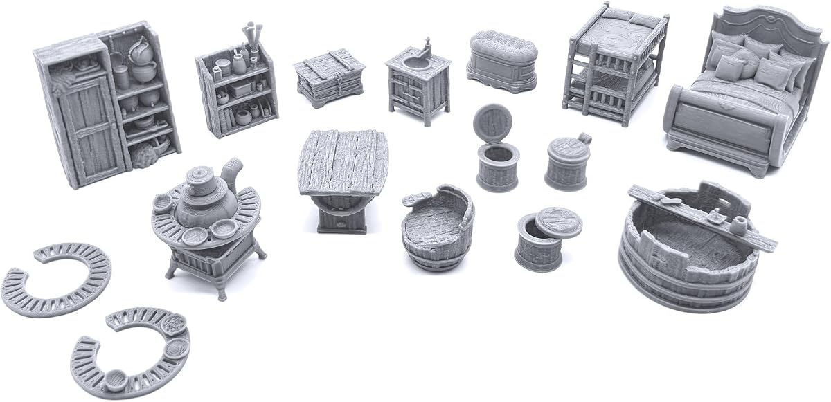 Mobiliario urbano de paisajes imprimibles, paisajes de juegos de rol de mesa impresos en 3D y miniaturas de terreno de juego de guerra de 28 mm