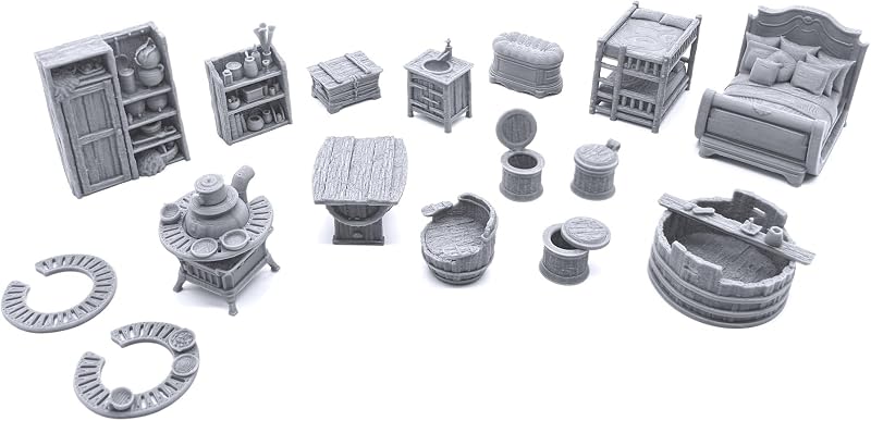 Mobiliario urbano de paisajes imprimibles, paisajes de juegos de rol de mesa impresos en 3D y miniaturas de terreno de juego de guerra de 28 mm